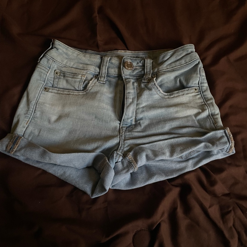 American Eagle Outfitters Blue Jean Shorts with Rolled Hem